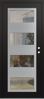 Diamond C2 36" x 80" black/black clear Glass Panel stainless steel LHI