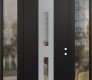 Modern Steel Front Door DIAMOND A6 64" X 96" BLACK/BLACK CLEAR GLASS PANEL STAINLESS STEEL LHI WITH 2 SIDELITES AND TRANSOM CLEAR GLASS