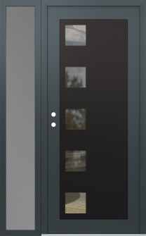 Diamond C5 52" x 80" anthracite/anthracite clear Glass Panel black RHI with Sidelite frosted Glass