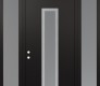 Modern Steel Front Door DIAMOND A11 64" X 96" BLACK/WHITE FROSTED GLASS PANEL STAINLESS STEEL RHI WITH 2 SIDELITES AND TRANSOM FROSTED GLASS