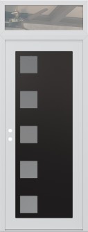 Diamond C5 36" x 96" white/white frosted Glass Panel black RHI with Transom clear Glass