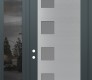Modern Steel Front Door Diamond C5 48" x 96" anthracite/anthracite frosted Glass Panel stainless steel RHI with Sidelite and Transom mirrored Glass