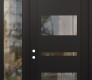 Modern Steel Front Door Diamond C10 48" x 96" black/black clear Glass Panel black RHI with Sidelite and Transom clear Glass