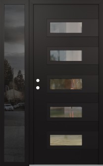 Diamond D3 48" x 80" black/black clear Glass Panel black RHI with Sidelite mirrored Glass