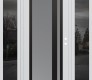 Modern Steel Front Door Diamond C15 60" x 80" white/white frosted Glass Panel black LHI with 2 Sidelites mirrored Glass