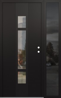 DIAMOND A9 50" X 80" BLACK/BLACK CLEAR GLASS PANEL BLACK LHI WITH SIDELITE MIRRORED GLASS