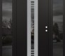 Modern Steel Front Door DIAMOND A5 68" X 80" BLACK/BLACK MIRRORED GLASS PANEL STAINLESS STEEL LHI WITH 2 SIDELITES MIRRORED GLASS