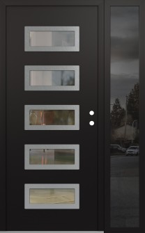 Diamond D1 48" x 80" black/black clear Glass Panel stainless steel LHI with Sidelite mirrored Glass