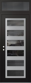 Diamond C9 36" x 96" black/black mirrored Glass Panel stainless steel RHI with Transom mirrored Glass