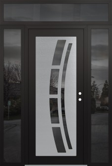 Diamond C12 68" x 96" black/black mirrored Glass Panel stainless steel LHI with 2 Sidelites and Transom mirrored Glass