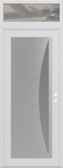 Diamond C13 36" x 96" white/white frosted Glass Panel stainless steel LHI with Transom clear Glass