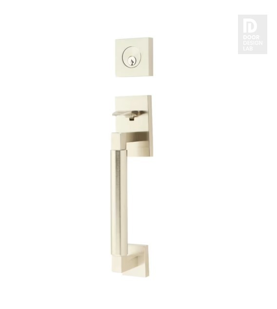 EMTEK HERCULES SMOOTH SECTIONAL DOUBLE CYLINDER KEYD 4224 SATIN NICKEL US15 for Steel Front Doors