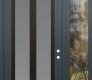 Modern Steel Front Door Diamond C14 50" x 96" anthracite/anthracite frosted Glass Panel black LHI with Sidelite and Transom clear Glass