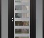 Modern Steel Front Door Diamond C9 68" x 80" black/black clear Glass Panel stainless steel RHI with 2 Sidelites frosted Glass