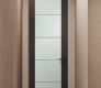 Avanti 202 4H Gold Strips Vetro Black Apricot Modern Interior Frameless Door by Belldinni