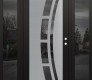 Modern Steel Front Door Diamond C12 60" x 80" black/black mirrored Glass Panel stainless steel LHI with 2 Sidelites mirrored Glass