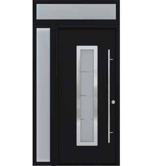 MODERN FRONT STEEL DOOR ARGOS BLACK/WHITE 49 1/4" X 95 11/16" LHI + SIDELITE LEFT/TRANSOM