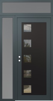 Diamond C5 48" x 96" anthracite/anthracite clear Glass Panel black RHI with Sidelite and Transom frosted Glass