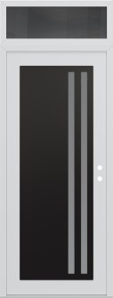 Diamond C6 36" x 96" white/white frosted Glass Panel black LHI with Transom mirrored Glass
