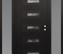 Modern Steel Front Door Diamond D6 60" x 80" black/black clear Glass Panel black LHI with 2 Sidelites frosted Glass