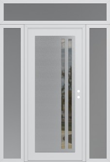 Diamond C6 68" x 96" white/white clear Glass Panel stainless steel LHI with 2 Sidelites and Transom frosted Glass