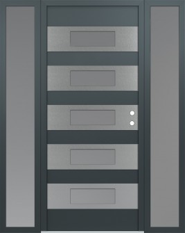 Diamond D5 68" x 80" anthracite/anthracite frosted Glass Panel stainless steel LHI with 2 Sidelites frosted Glass