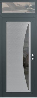Diamond C13 36" x 96" anthracite/anthracite mirrored Glass Panel stainless steel LHI with Transom clear Glass