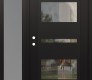 Modern Steel Front Door Diamond C10 52" x 80" black/black clear Glass Panel black RHI with Sidelite frosted Glass