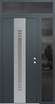 DIAMOND A5 48" X 96" ANTHRACITE/ANTHRACITE FROSTED GLASS PANEL STAINLESS STEEL LHI WITH SIDELITE AND TRANSOM MIRRORED GLASS