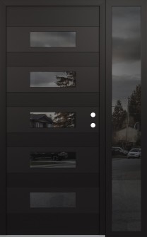 Diamond D5 52" x 80" black/black mirrored Glass Panel black LHI with Sidelite mirrored Glass
