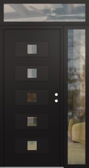 Diamond D8 48" x 96" black/black clear Glass Panel black LHI with Sidelite and Transom clear Glass