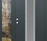 Modern Steel Front Door DIAMOND A1 48" X 80" ANTHRACITE/ANTHRACITE FROSTED GLASS PANEL STAINLESS STEEL RHI WITH SIDELITE CLEAR GLASS
