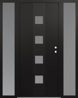 DIAMOND A12 64" X 80" BLACK/WHITE FROSTED GLASS PANEL BLACK LHI WITH 2 SIDELITES FROSTED GLASS