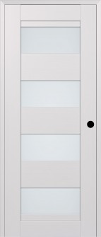 RTA LEFT HAND PREHUNG CONCEALED DOOR SLAB DELLA VETRO BIANCO NOBLE 18" X 80" X 1 9/16" FROSTED GLASS