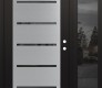Modern Steel Front Door Diamond C11 50" x 80" black/black mirrored Glass Panel stainless steel LHI with Sidelite mirrored Glass