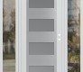 Modern Steel Front Door Diamond C2 68" x 80" white/white frosted Glass Panel stainless steel LHI with 2 Sidelites clear Glass