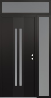 DIAMOND A8 48" X 96" BLACK/WHITE FROSTED GLASS PANEL BLACK LHI WITH SIDELITE AND TRANSOM FROSTED GLASS