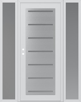 Diamond C11 60" x 80" white/white frosted Glass Panel stainless steel RHI with 2 Sidelites frosted Glass