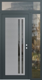 Diamond C6 50" x 96" anthracite/anthracite mirrored Glass Panel stainless steel LHI with Sidelite and Transom clear Glass