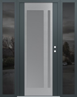 Diamond C15 68" x 80" anthracite/anthracite frosted Glass Panel stainless steel LHI with 2 Sidelites mirrored Glass