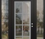 Modern Steel Front Door Diamond C16 60" x 96" black/black clear Glass Panel stainless steel LHI with 2 Sidelites and Transom clear Glass