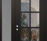 Modern Steel Front Door Diamond C16 50" x 96" black/black clear Glass Panel black RHI with Sidelite and Transom frosted Glass