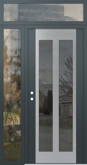 Diamond C14 48" x 96" anthracite/anthracite mirrored Glass Panel stainless steel RHI with Sidelite and Transom clear Glass