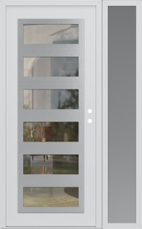 Diamond C9 50" x 80" white/white clear Glass Panel stainless steel LHI with Sidelite frosted Glass