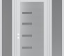 Modern Steel Front Door Diamond C8 60" x 96" white/white frosted Glass Panel stainless steel RHI with 2 Sidelites and Transom frosted Glass