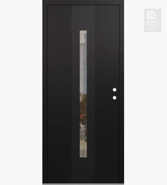 Modern Steel Front Door DIAMOND A2 36" X 80" BLACK/BLACK CLEAR GLASS PANEL BLACK LHI