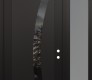 Modern Steel Front Door Diamond C4 52" x 96" black/black mirrored Glass Panel black LHI with Sidelite and Transom frosted Glass
