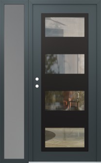 Diamond C2 48" x 80" anthracite/anthracite clear Glass Panel black RHI with Sidelite frosted Glass