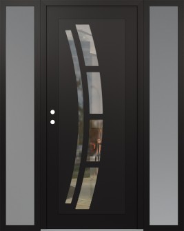 Diamond C12 64" x 80" black/black clear Glass Panel black RHI with 2 Sidelites frosted Glass