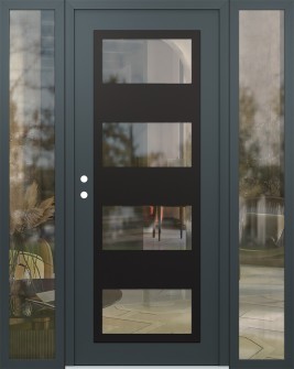 Diamond C2 64" x 80" anthracite/anthracite clear Glass Panel black RHI with 2 Sidelites clear Glass